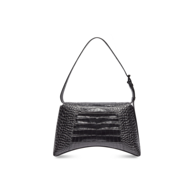 WOMEN'S DOWNTOWN MEDIUM SHOULDER BAG CROCODILE EMBOSSED IN BLACK