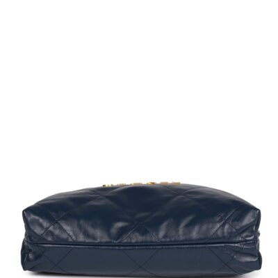 e7473a4e64ca745308a6fc1a2a5745c1 Chanel Large 22 Bag Navy Lambskin Antique Gold Hardware