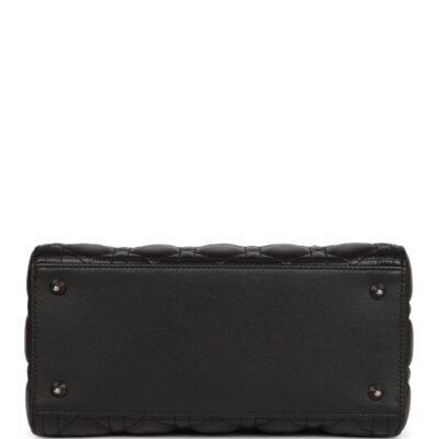 Christian Dior Medium Lady Dior Tote Black Lambskin Ruthenium Hardware