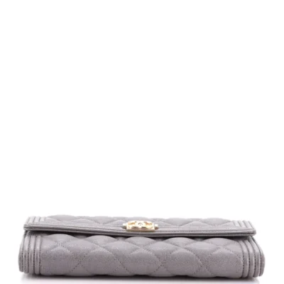 Chanel Boy Flap Wallet Quilted Leather Long