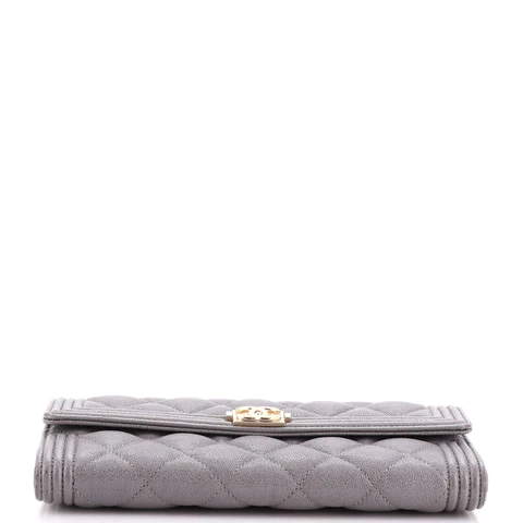 Chanel Boy Flap Wallet Quilted Leather Long