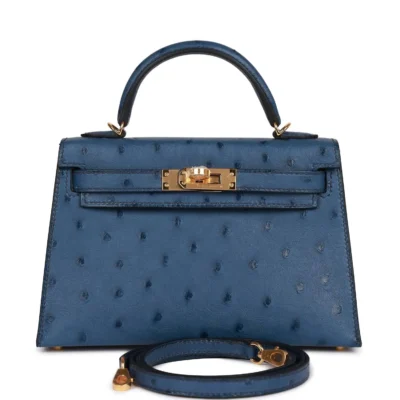 e7b4d4e44fb9f691eb50467dcbfd8eb6 Hermès Kelly Sellier 20 Bleu Iris Ostrich Gold Hardware