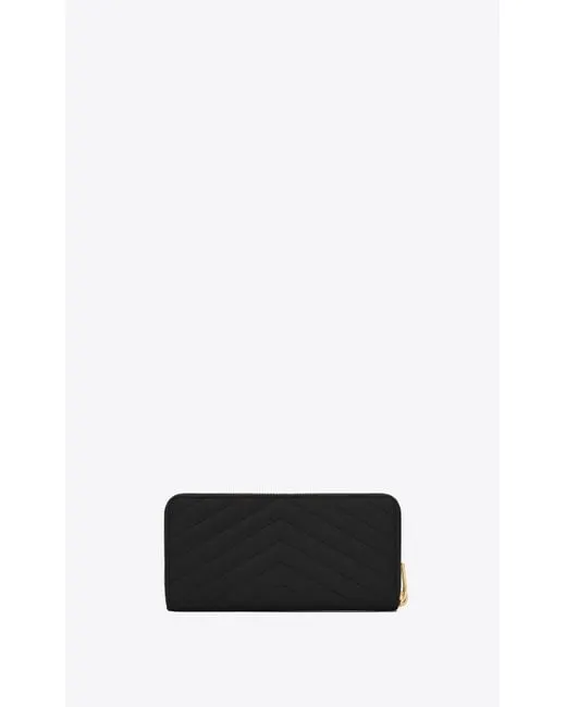 e7bfcdef03f04a36deb8b73ebb8cdc74 YSL Cassandre Matelasse Zip Around Wallet in Grain de Poudre Embossed Leather