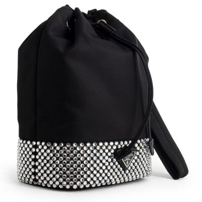 Prada Bucket Re-Nylon Bag with Artificial Crystals