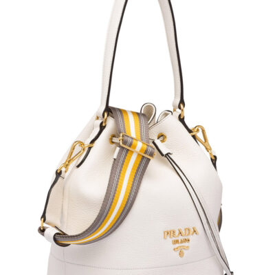 Prada Leather Bucket Bag in White