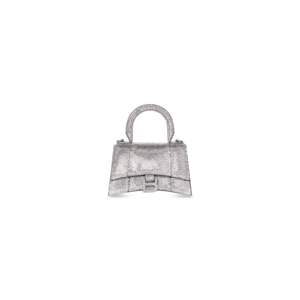 WOMEN'S HOURGLASS XS HANDBAG WITH RHINESTONES IN GREY