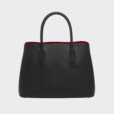 Prada Small Saffiano Leather Double Prada Bag in Black