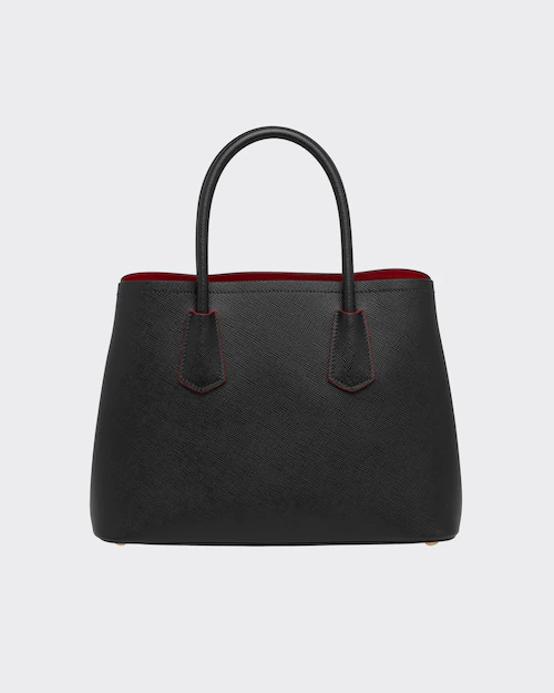 Prada Small Saffiano Leather Double Prada Bag in Black