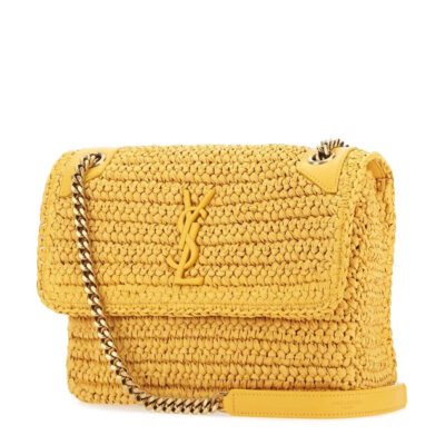 YSL Niki Medium Chain Bag in Raffia and Leather