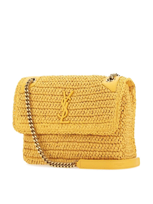 YSL Niki Medium Chain Bag in Raffia and Leather