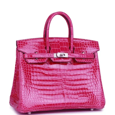 e8e9100a90f286cd2ec6ac06cb0f4621 Hermès Birkin 25 Rose Mexico Shiny Porosus Crocodile Palladium Hardware