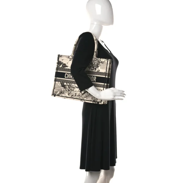 e90f3019e7fd2522e1af439517454e7f CHRISTIAN DIOR Canvas Embroidered Medium Zodiac Toile De Jouy Book Tote Latte
