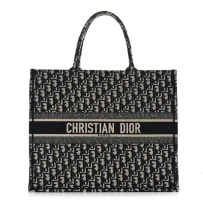 CHRISTIAN DIOR Oblique Large Book Tote Blue Multicolor