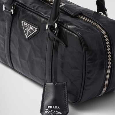 Prada Small antique nappa leather top handle bag - Black