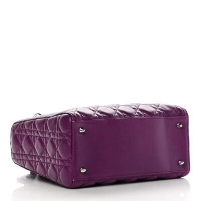 CHRISTIAN DIOR Lambskin Cannage Medium Lady Dior Purple