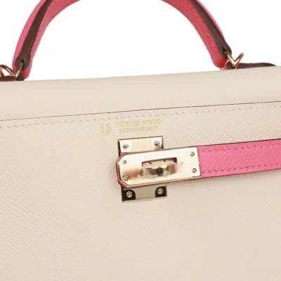 Hermès Special Order (HSS) Kelly Sellier 20 Nata and Rose Azalee Epsom Permabrass Hardware