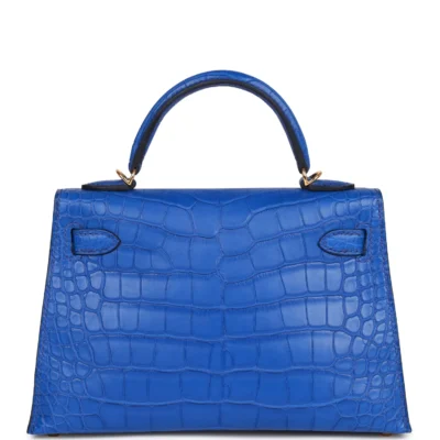 Hermès Kelly Sellier 20 Bleu Royal Matte Alligator Gold Hardware
