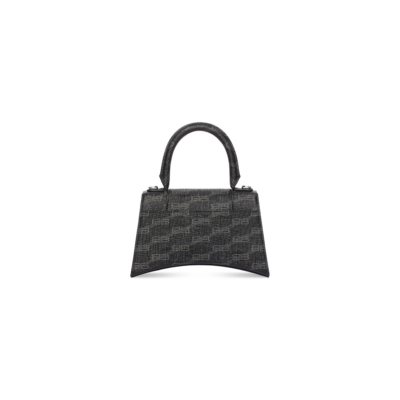 WOMEN'S HOURGLASS SMALL HANDBAG BB MONOGRAM COATED CANVAS IN BLACK