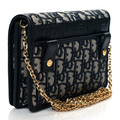 CHRISTIAN DIOR Oblique 30 Montaigne 2-In-1 Pouch Blue