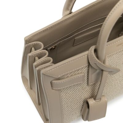 ecd4e3608fa8ee170d2b14bc8d5fcffa YSL Sac De Jour Nano in Canvas in Beige and Sea Salt