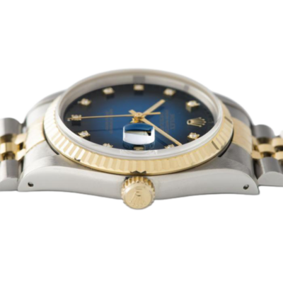 ساعة رولكس Datejust 16233BLDJ 36MM Vignette مينا باللون الأزرق بعلبة فضية