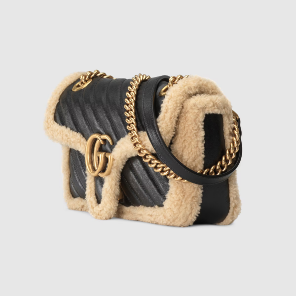 GG Marmont small shoulder bag with wool trim
