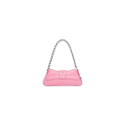 WOMEN'S LINDSAY SMALL SHOULDER BAG WITH STRAP CROCODILE EMBOSSED IN LIGHT PINK