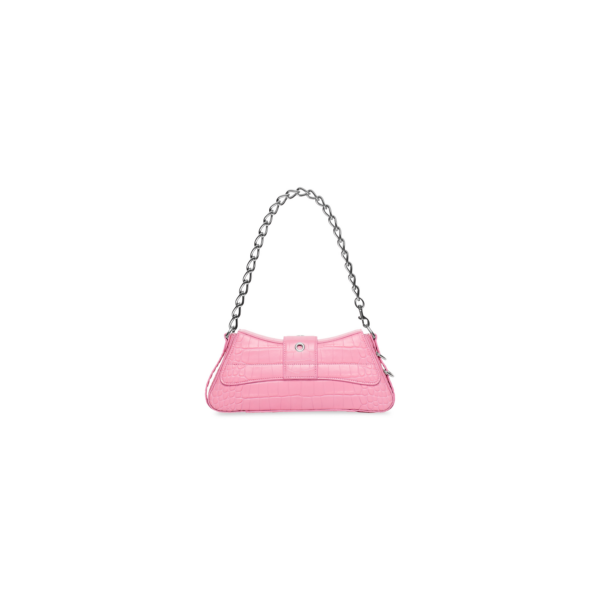 WOMEN'S LINDSAY SMALL SHOULDER BAG WITH STRAP CROCODILE EMBOSSED IN LIGHT PINK