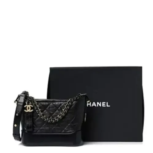 eec14bb8430646253a7386e638edaa07 CHANEL Aged Calfskin Quilted Small Gabrielle Hobo Black