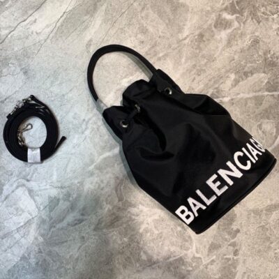 Balenciaga Wheel XS Drawstring Bucket Black