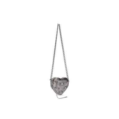 WOMEN'S LE CAGOLE HEART MINI BAG METALLIZED IN SILVER