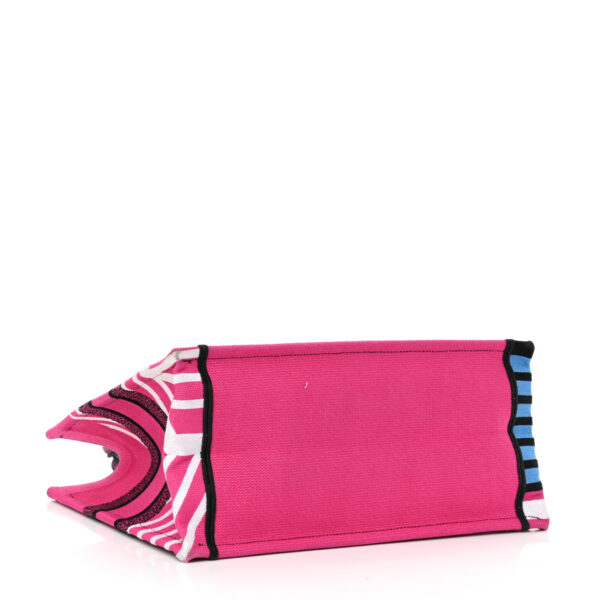 CHRISTIAN DIOR Canvas Embroidered Medium Jungle Pop Book Tote Fuchsia Multicolor