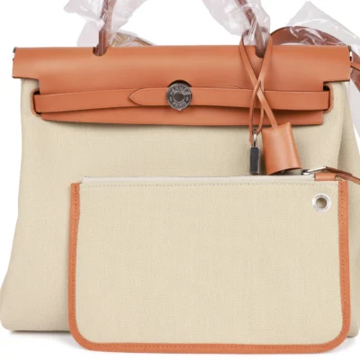 Hermès Herbag Zip PM 31 Beton Toile H Berline Vache Naturel Hunter Palladium Hardware