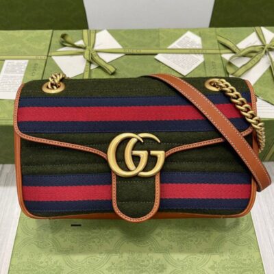 Gucci GG Marmont Small Shoulder Bag 443497 Green