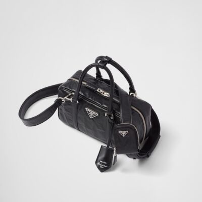 Prada Small antique nappa leather top handle bag - Black