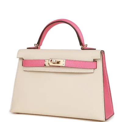 Hermès Special Order (HSS) Kelly Sellier 20 Nata and Rose Azalee Epsom Permabrass Hardware