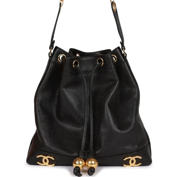 f071628703d335d1a0c754b767750f15 Vintage Chanel CC Bucket Bag Black Caviar Gold Hardware