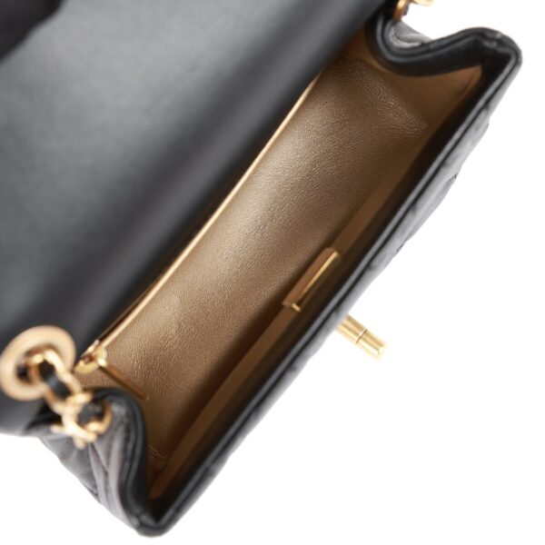 f09baee5de4a9813f16923467fbc9a5d Chanel CC Pearl Crush Mini Square Flap Bag Black Lambskin Antique Gold Hardware