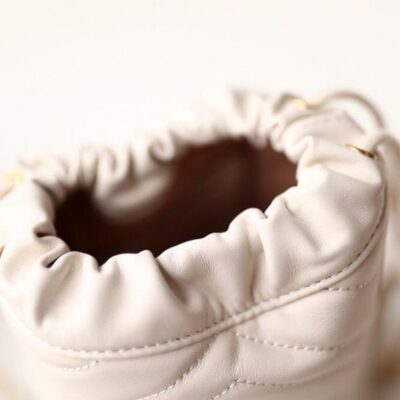 Gucci GG Marmont Mini White Matelasse Quilted Leather Brass Interlocking GG Design Drawstring Closure Women Chian Buckle 575163 DTDRT 9022