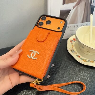 Chanel Style Leather Flip Card Holder Crossbody Phone Case