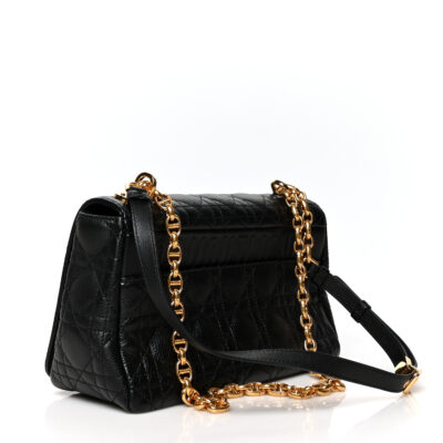 f25ae6d4e445eebb524b6f5a927c6e9d CHRISTIAN DIOR Calfskin Cannage Medium Caro Bag Black