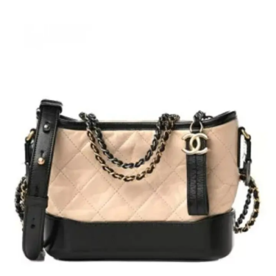 f260981d79450afd98fbe48cd2f60cf3 CHANEL Aged Calfskin Quilted Small Gabrielle Hobo Beige Black