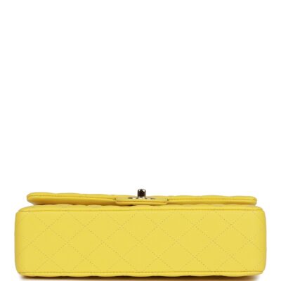Chanel Medium Classic Double Flap Bag Yellow Caviar Light Gold Hardware