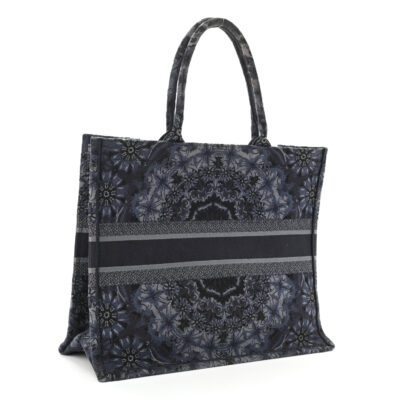 f2e41c157f785f772f65e9b0ff23224a CHRISTIAN DIOR Canvas Embroidered Large KaleiDioroscopic Book Tote Blue