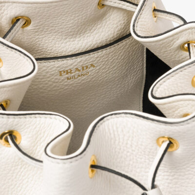 Prada Leather Bucket Bag in White