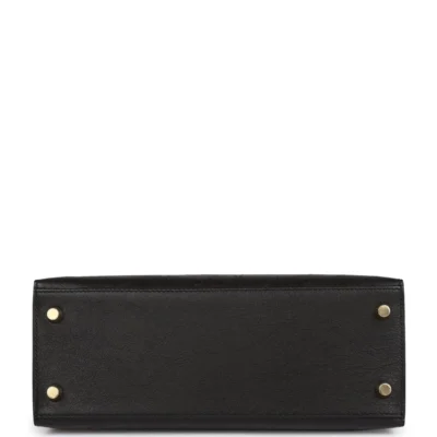 Hermès Kelly Sellier 25 Black Ostrich Gold Hardware