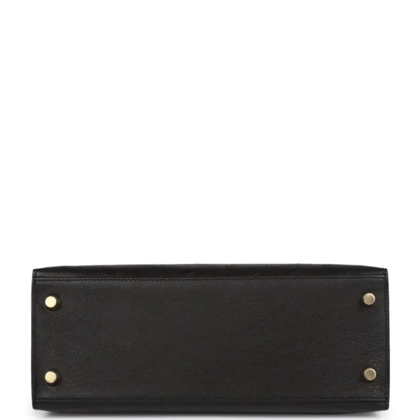 Hermès Kelly Sellier 25 Black Ostrich Gold Hardware