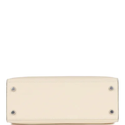 Hermès Special Order (HSS) Kelly Sellier 25 Nata and Rose Azalee Epsom Palladium Hardware