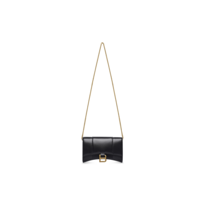 WOMEN'S HOURGLASS WALLET ON CHAIN BOX IN BLACK