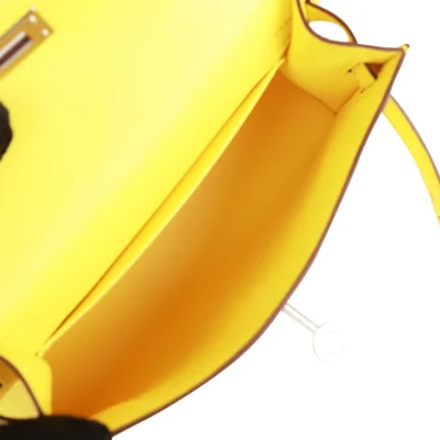 حقيبة هيرميس Kelly Sellier 20 Jaune Citron Chèvre مع إكسسوارات معدنية من البلاديوم